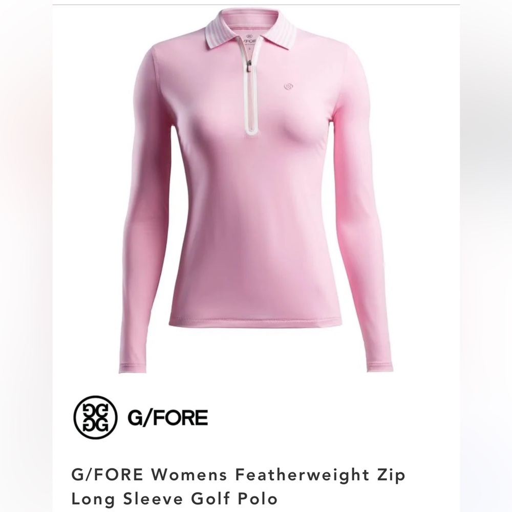 G/FORE Women's Pink Featherweight Zip Long Sleeve Golf Polo